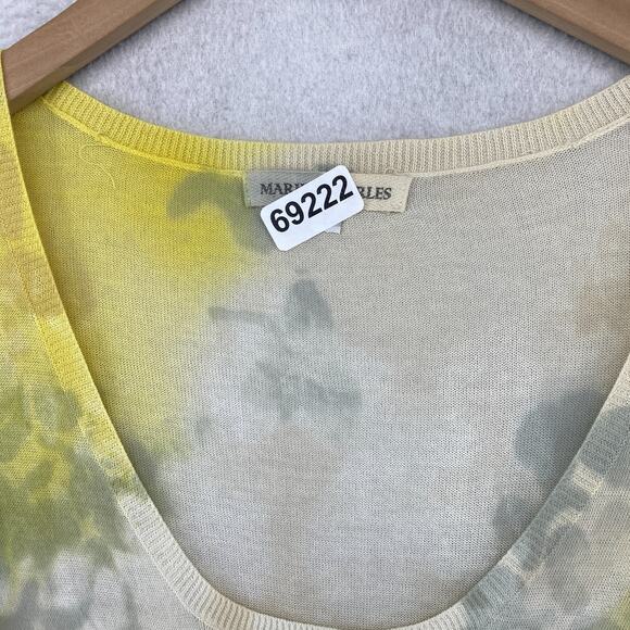 MARIKA CHARLES Sweater 2 Tie Dye Tunic Pleated Scoop Neck Elbow Sleeve Yellow - Picture 14 of 14